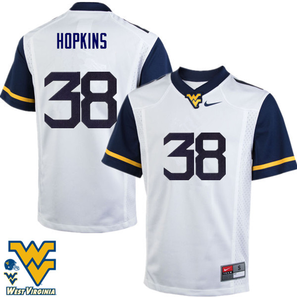 Men #38 Jamicah Hopkins West Virginia Mountaineers College Football Jerseys-White - Click Image to Close